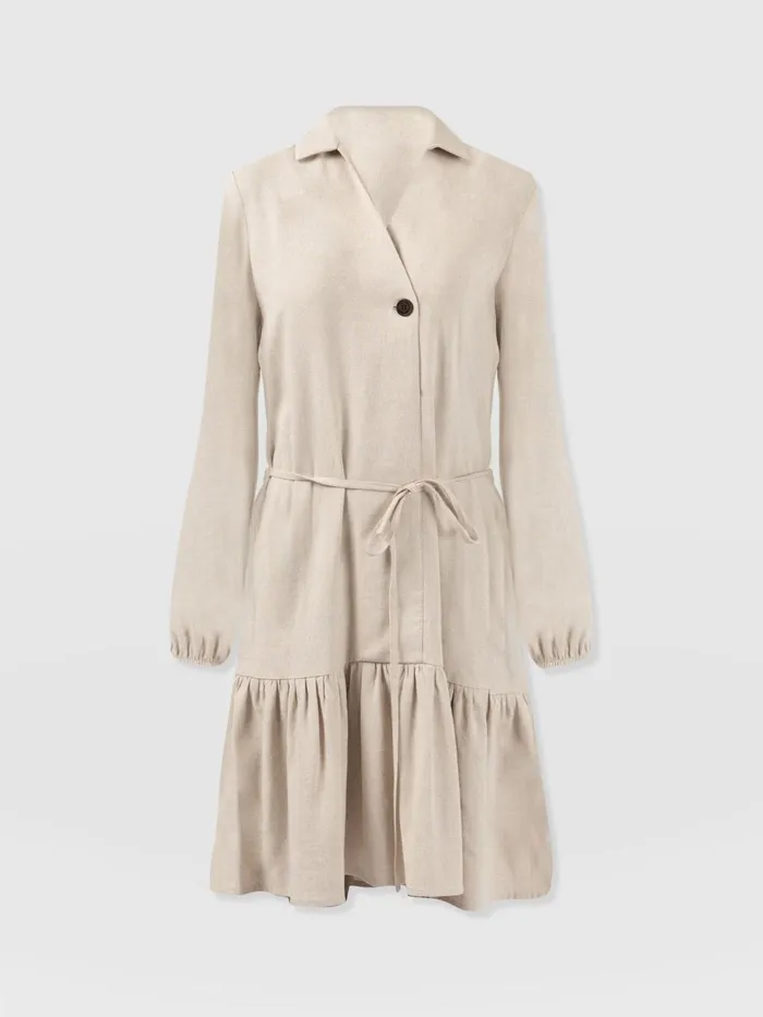 Saint And Sofia Dresses Women Aurelia Mini Linen Dress 8211 Oatmeal Oatmeal