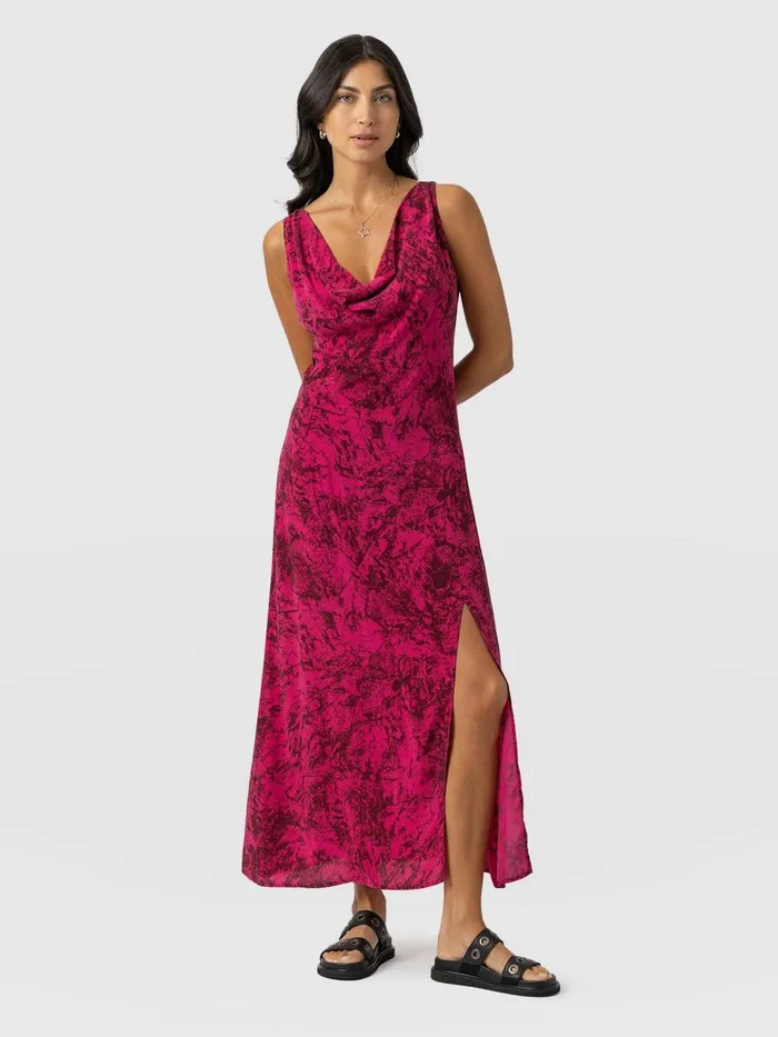 Saint And Sofia Dresses Women Faye Cowl Neck Dress 8211 Pink Marble Pink Marble