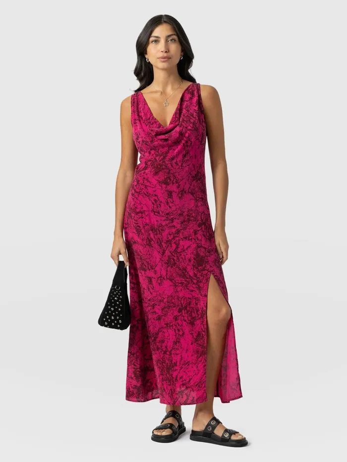 Saint And Sofia Dresses Women Faye Cowl Neck Dress 8211 Pink Marble Pink Marble