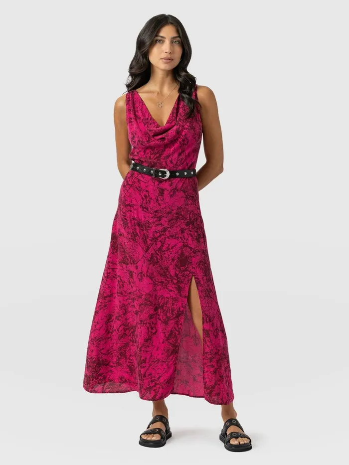 Saint And Sofia Dresses Women Faye Cowl Neck Dress 8211 Pink Marble Pink Marble