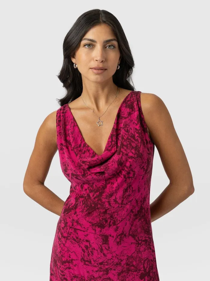 Saint And Sofia Dresses Women Faye Cowl Neck Dress 8211 Pink Marble Pink Marble