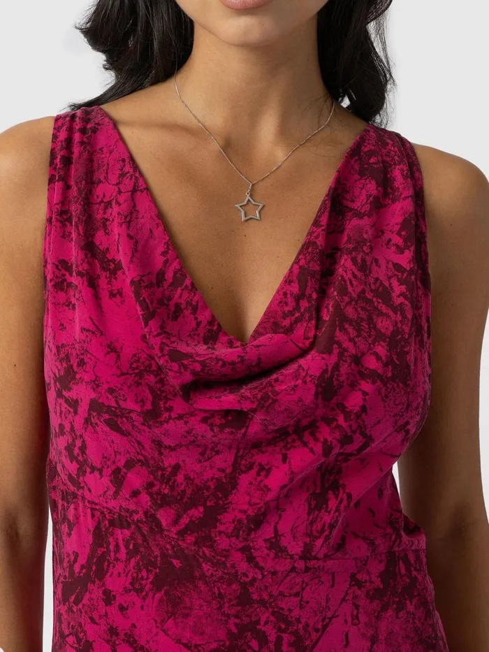 Saint And Sofia Dresses Women Faye Cowl Neck Dress 8211 Pink Marble Pink Marble
