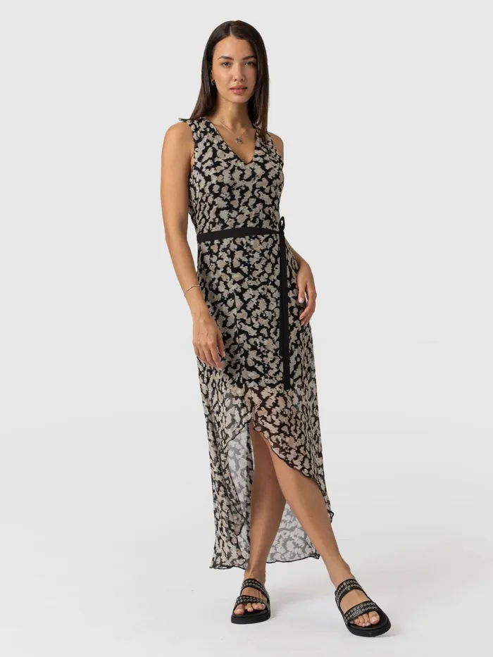 Saint And Sofia Dresses Women Lexi High Low Dress 8211 Black Confetti Petal Black Confetti Petal
