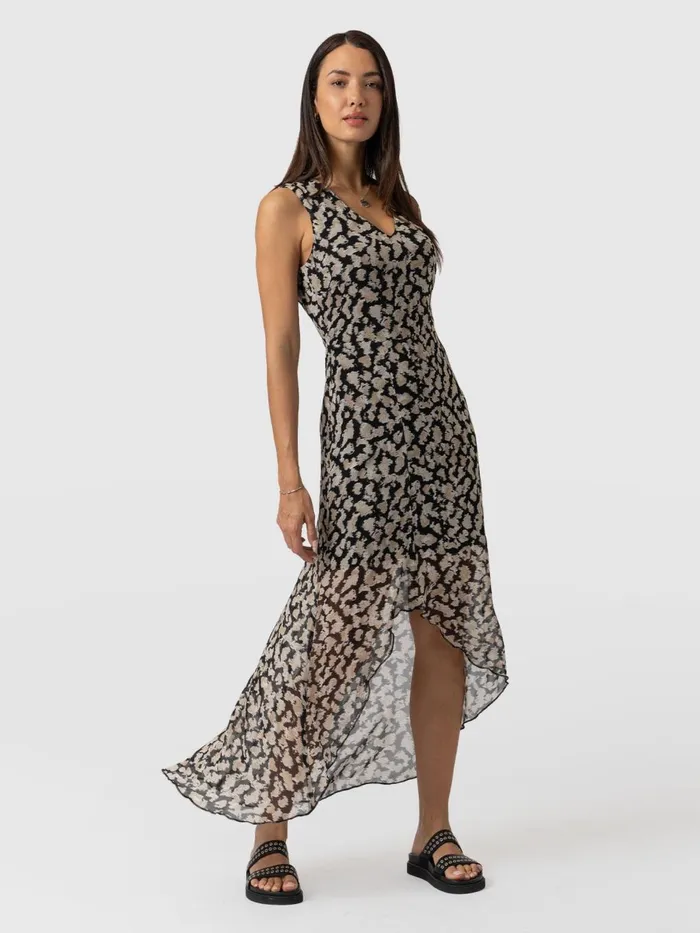 Saint And Sofia Dresses Women Lexi High Low Dress 8211 Black Confetti Petal Black Confetti Petal
