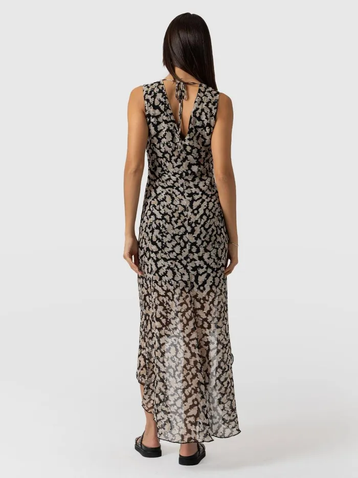 Saint And Sofia Dresses Women Lexi High Low Dress 8211 Black Confetti Petal Black Confetti Petal