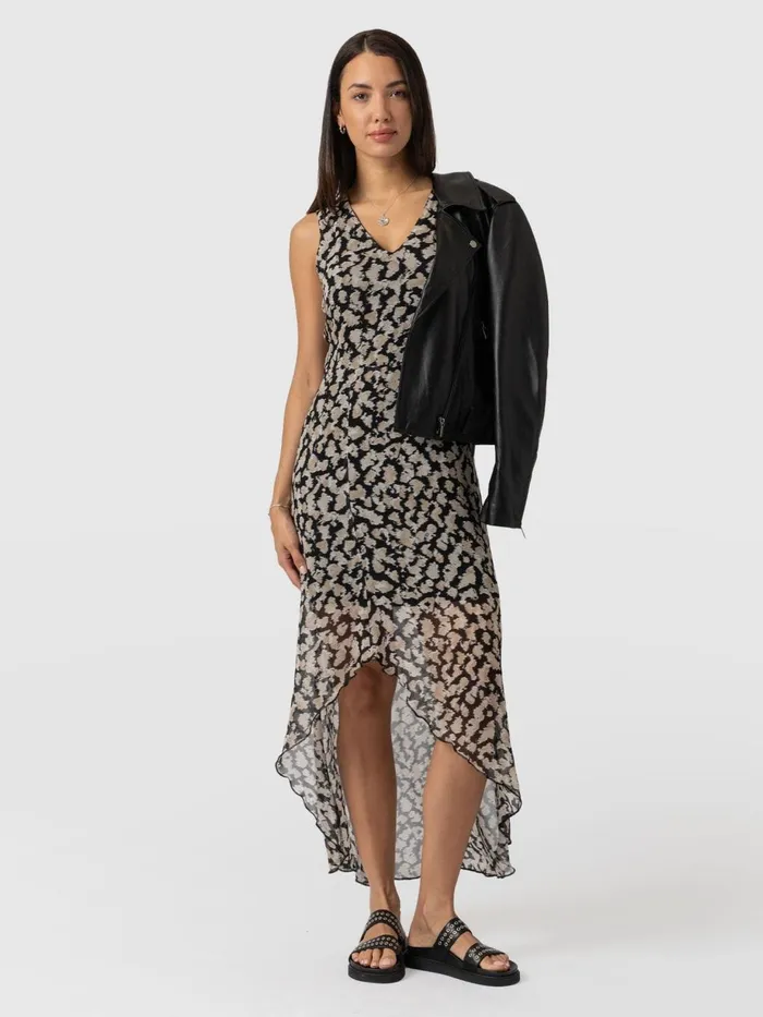Saint And Sofia Dresses Women Lexi High Low Dress 8211 Black Confetti Petal Black Confetti Petal