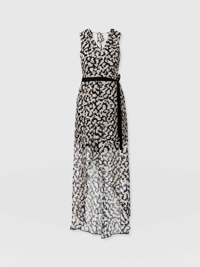 Saint And Sofia Dresses Women Lexi High Low Dress 8211 Black Confetti Petal Black Confetti Petal