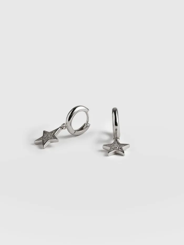 Saint And Sofia Earrings Women Astral Star Charm Drop Huggie Earrings 8211 Silver Silver