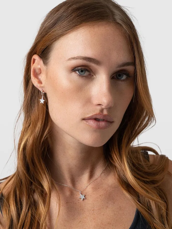 Saint And Sofia Earrings Women Astral Star Charm Drop Huggie Earrings 8211 Silver Silver