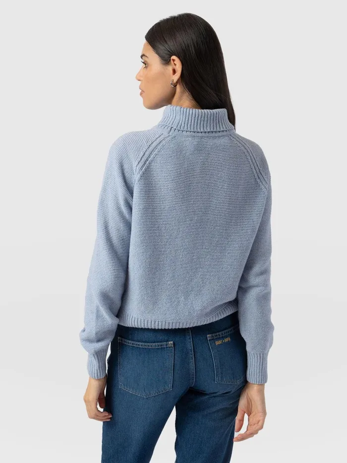 Saint And Sofia Knitwear Women Glen Cable Knit Sweater 8211 Pale Blue Pale Blue