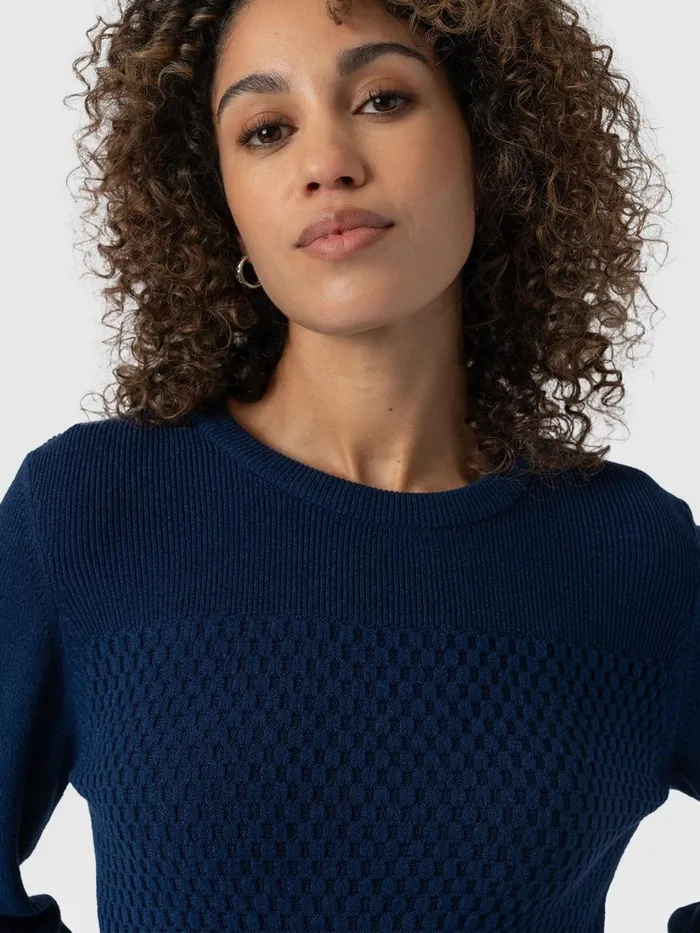 Saint And Sofia Knitwear Women Honeycomb Rib Sweater 8211 Navy Navy