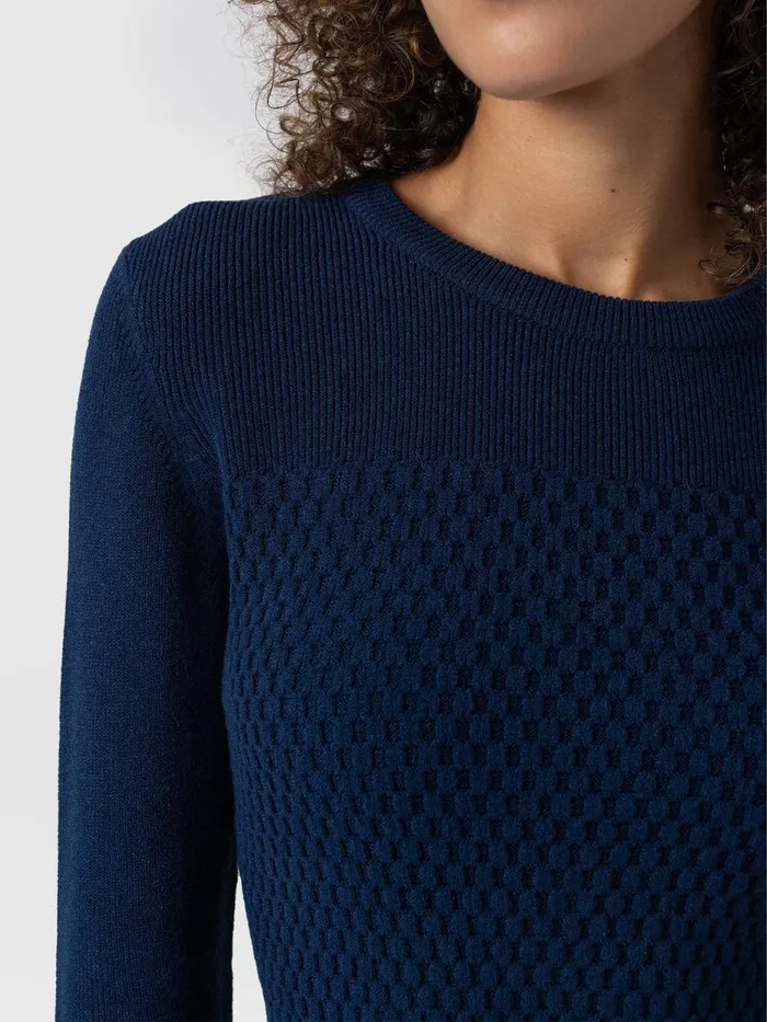 Saint And Sofia Knitwear Women Honeycomb Rib Sweater 8211 Navy Navy
