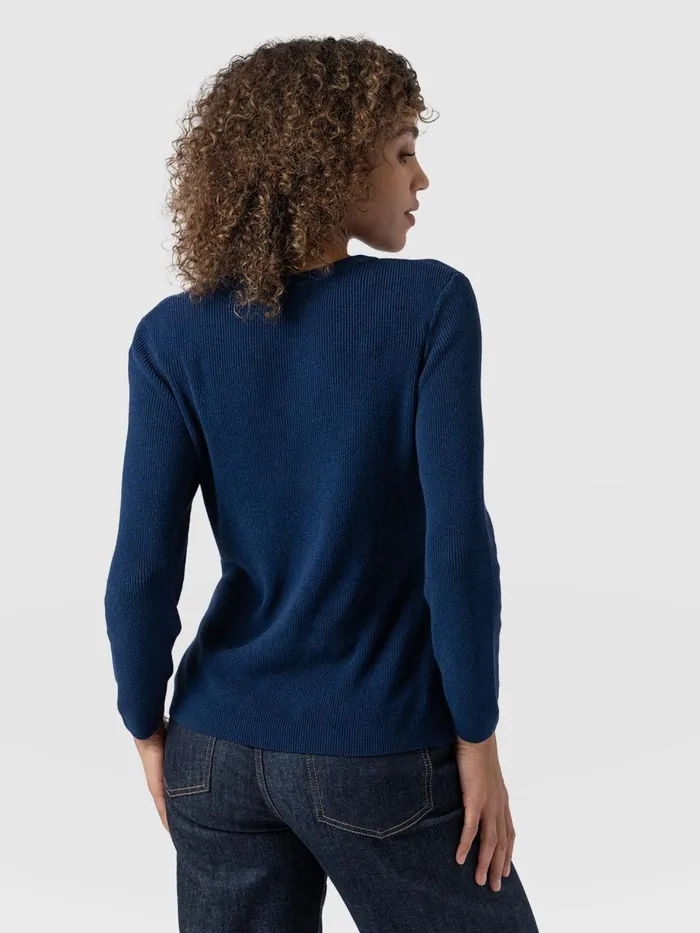 Saint And Sofia Knitwear Women Honeycomb Rib Sweater 8211 Navy Navy