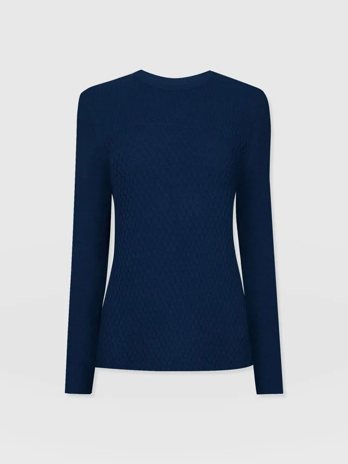 Saint And Sofia Knitwear Women Honeycomb Rib Sweater 8211 Navy Navy