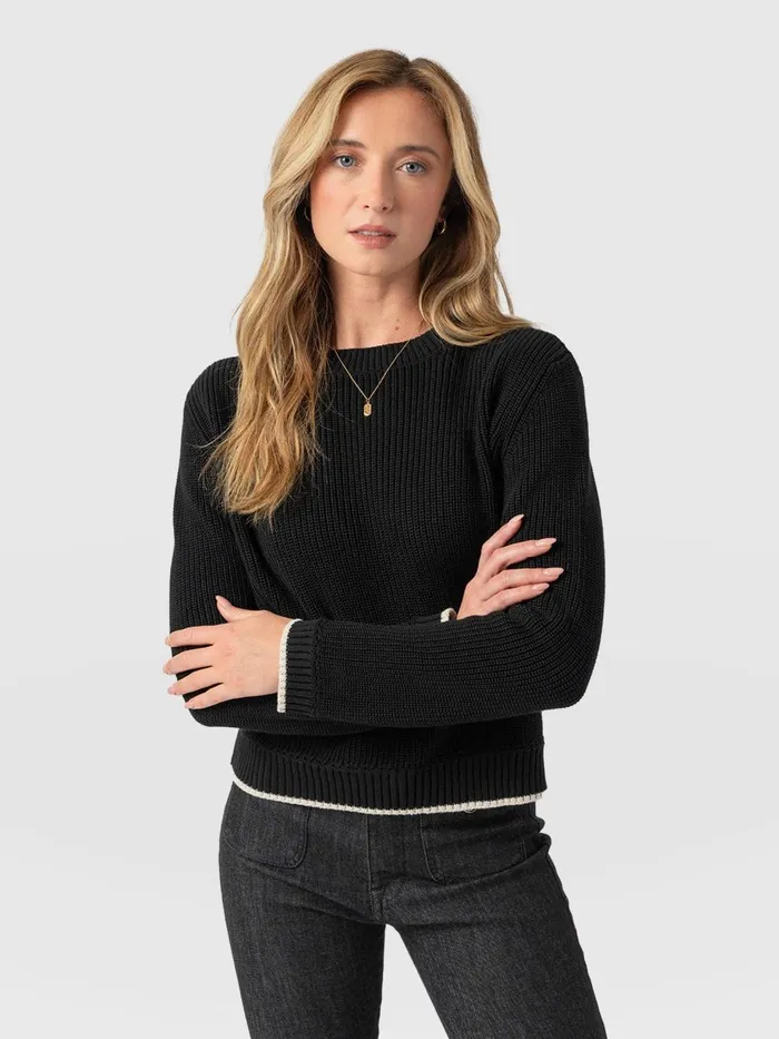Saint And Sofia Knitwear Women Remy Crop Sweater 8211 Black Black