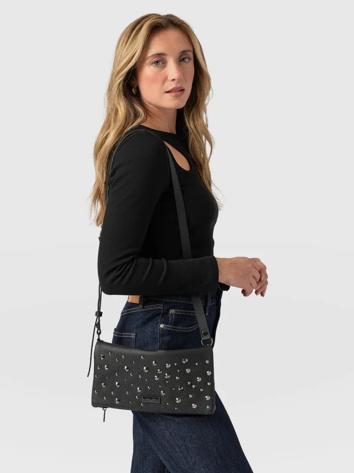 Saint And Sofia Leather Women Alexis Studded Clutch 8211 Black Black