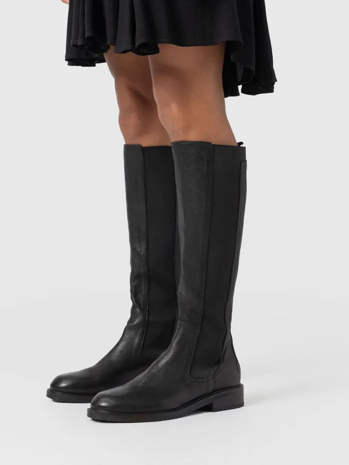 Saint And Sofia Leather Women Evelyn Knee High Boot 8211 Black Black