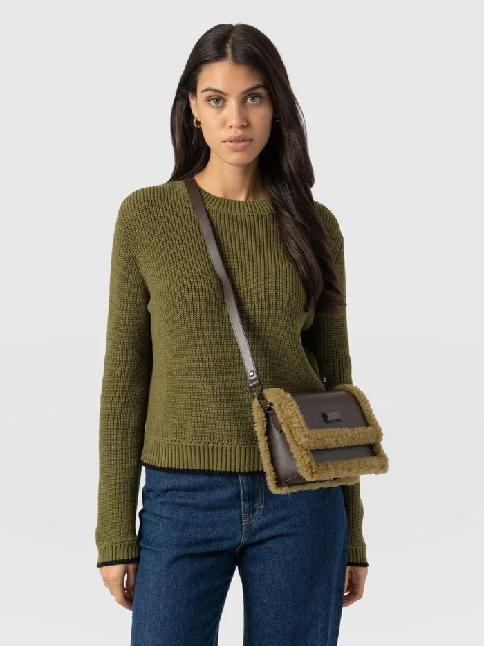Saint And Sofia Leather Women Rylee Cross Body Bag 8211 BrownKhaki Brownkhaki