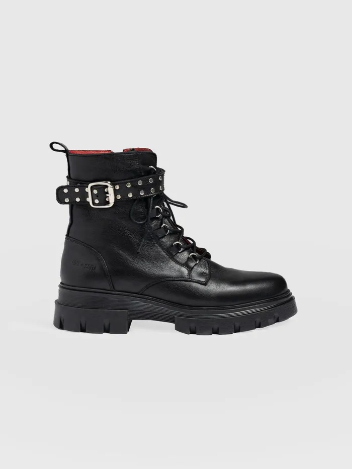 Saint And Sofia Leather Women Southbank Studded Boot 8211 Black Black
