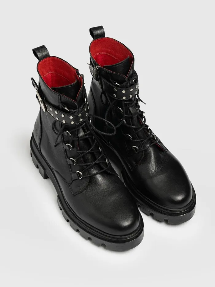 Saint And Sofia Leather Women Southbank Studded Boot 8211 Black Black