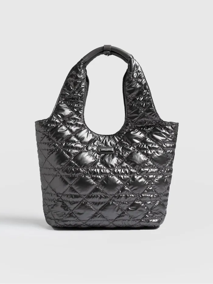 Saint And Sofia Nylon Bags Women Quilted Stella Shoulder Tote Bag 8211 Gunmetal Gunmetal Saint And Sofia Nylon Bags Women Quilted Stella Shoulder Tote Bag 8211 Gunmetal Gunmetal