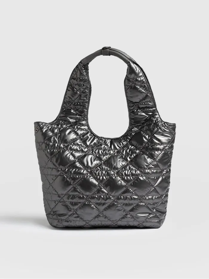 Saint And Sofia Nylon Bags Women Quilted Stella Shoulder Tote Bag 8211 Gunmetal Gunmetal