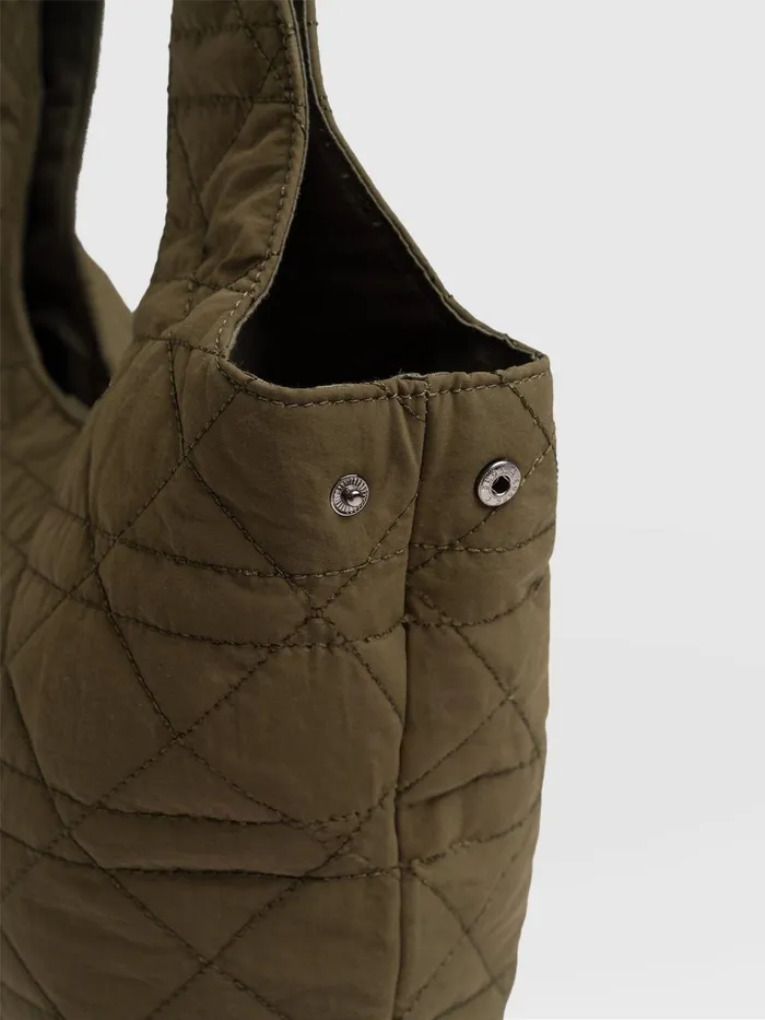 Saint And Sofia Nylon Bags Women Quilted Stella Shoulder Tote Bag 8211 Khaki Khaki