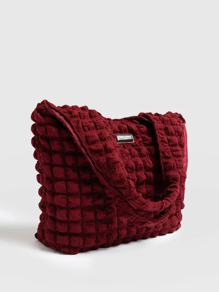 Saint And Sofia Nylon Bags Women Soho Shoulder Tote Bag 8211 Burgundy Burgundy