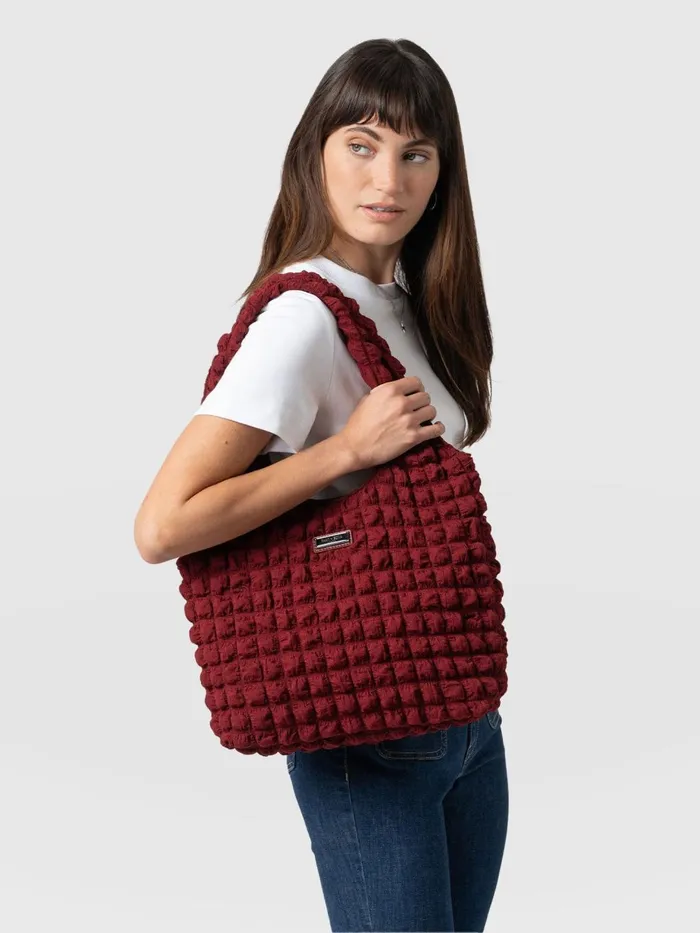 Saint And Sofia Nylon Bags Women Soho Shoulder Tote Bag 8211 Burgundy Burgundy