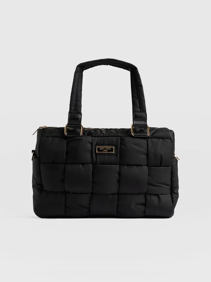 Saint And Sofia Nylon Bags Women Woven Duffle Bag 8211 BlackGrey Blackgrey
