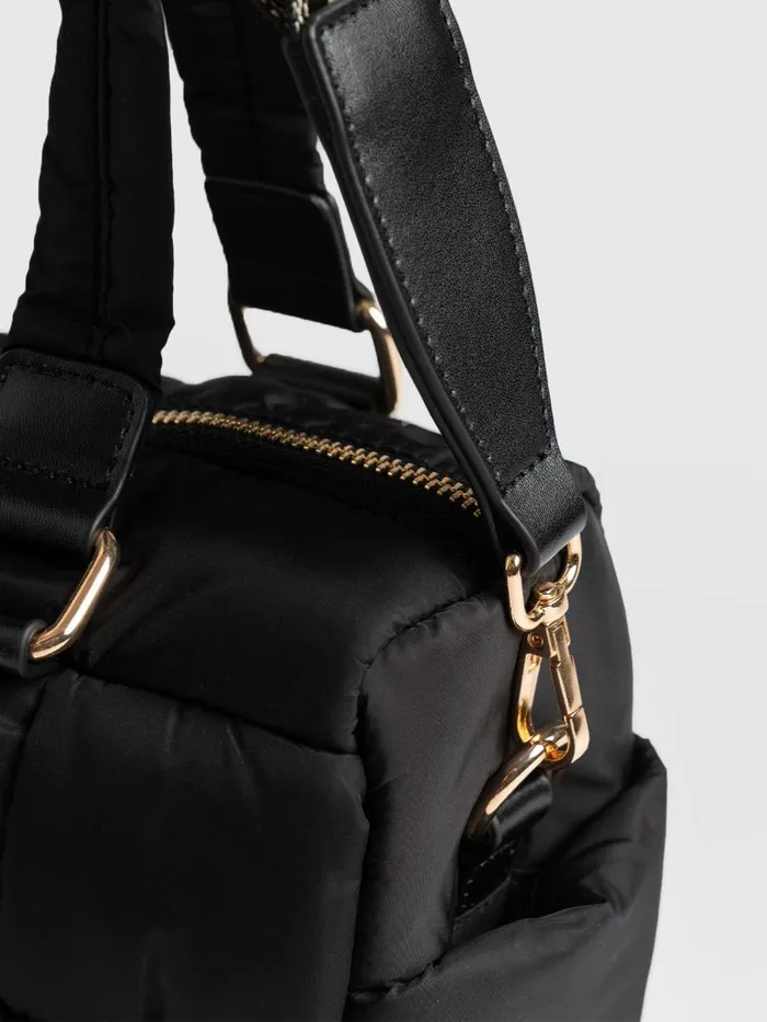 Saint And Sofia Nylon Bags Women Woven Duffle Bag 8211 BlackGrey Blackgrey