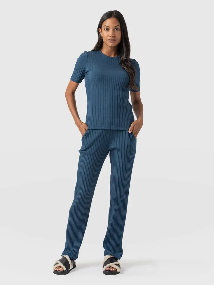 Saint And Sofia Pants Women Apartment Pant 8211 Teal Rib Teal Rib