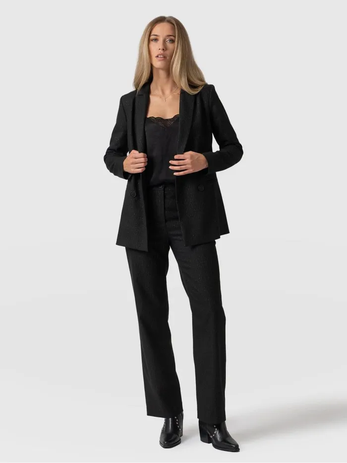 Saint And Sofia Pants Women Chester Straight Leg Pant 8211 Black Pinstripe Black Pinstripe