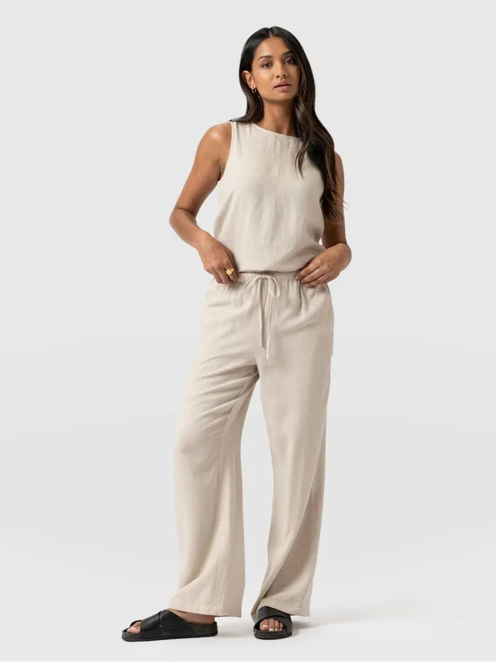 Saint And Sofia Pants Women Corinne Linen Pant 8211 Oatmeal Oatmeal