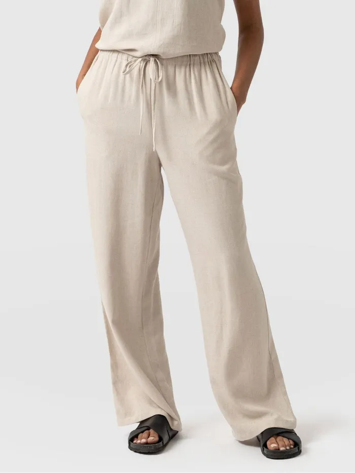 Saint And Sofia Pants Women Corinne Linen Pant 8211 Oatmeal Oatmeal