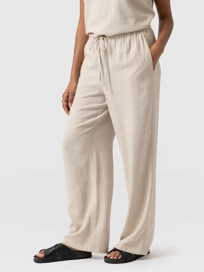Saint And Sofia Pants Women Corinne Linen Pant 8211 Oatmeal Oatmeal