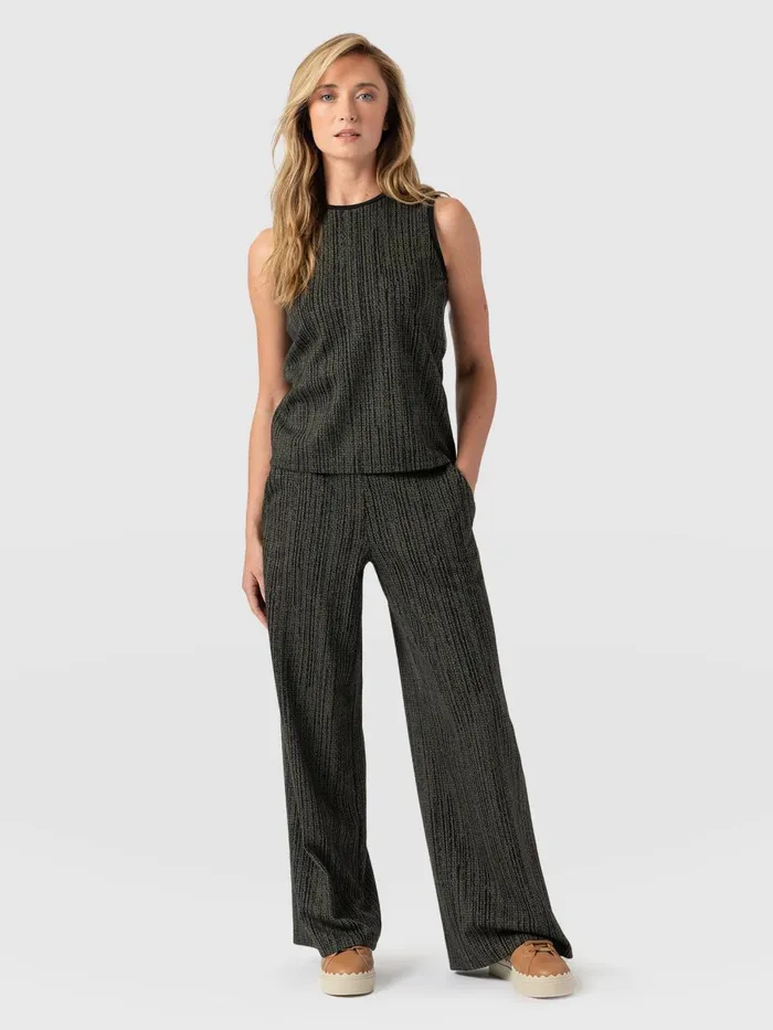 Saint And Sofia Pants Women Keller Wide Leg Pant 8211 Green Texture Green Texture