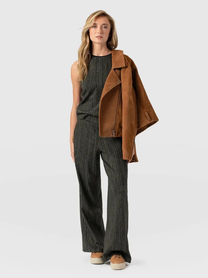 Saint And Sofia Pants Women Keller Wide Leg Pant 8211 Green Texture Green Texture
