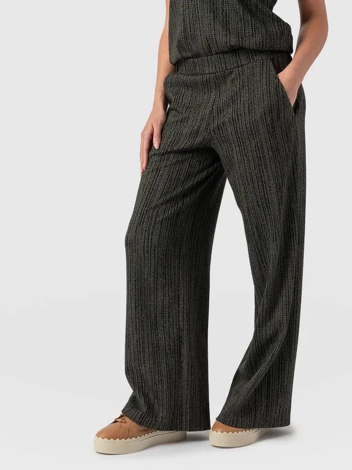 Saint And Sofia Pants Women Keller Wide Leg Pant 8211 Green Texture Green Texture