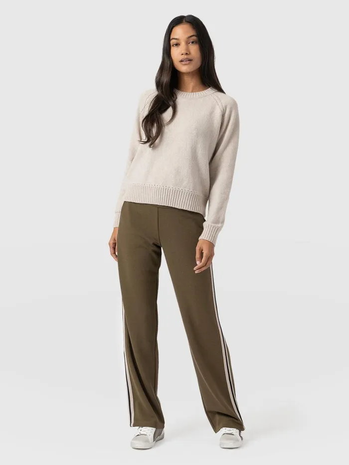 Saint And Sofia Pants Women Runway Pant 8211 Khaki 8211 Cream Stripe Cream Stripe