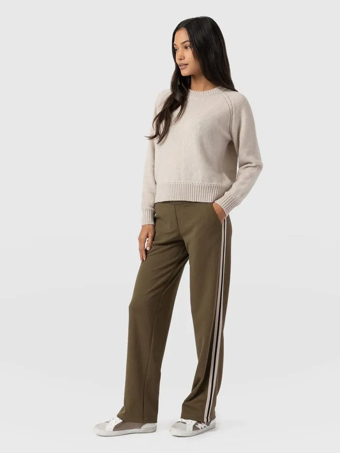 Saint And Sofia Pants Women Runway Pant 8211 Khaki 8211 Cream Stripe Cream Stripe