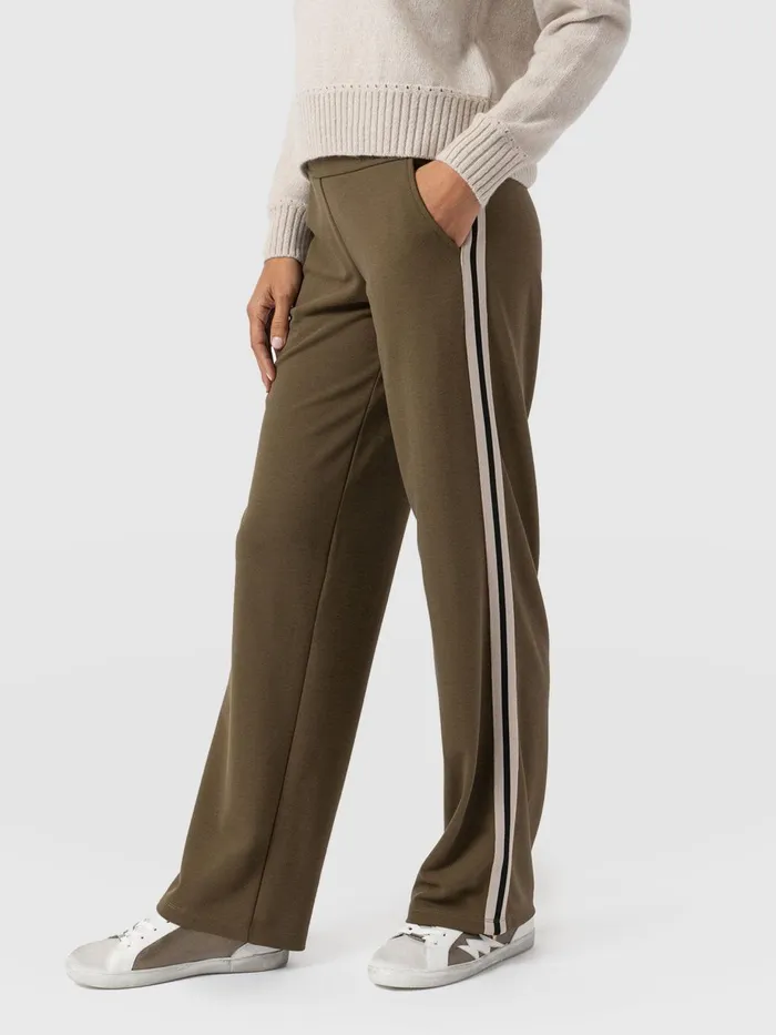 Saint And Sofia Pants Women Runway Pant 8211 Khaki 8211 Cream Stripe Cream Stripe