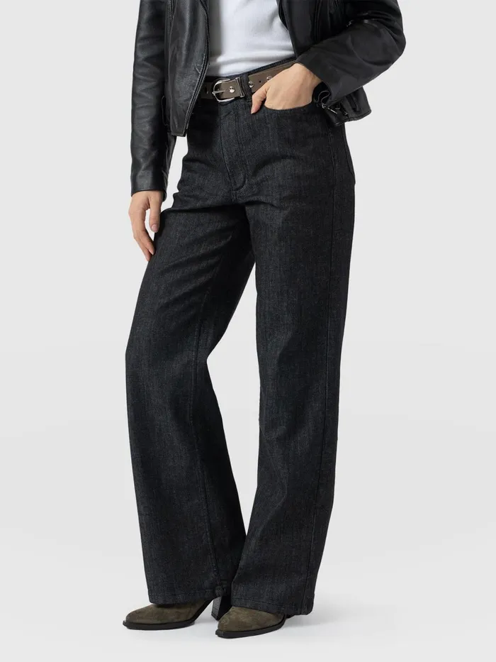 Saint And Sofia Pants Women Wide Leg Jeans 8211 Black Wash Black Wash
