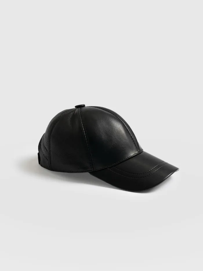 Saint And Sofia Scarves and Hats Women Avalon Leather Baseball Cap 8211 Black Black