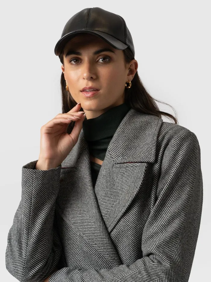 Saint And Sofia Scarves and Hats Women Avalon Leather Baseball Cap 8211 Black Black