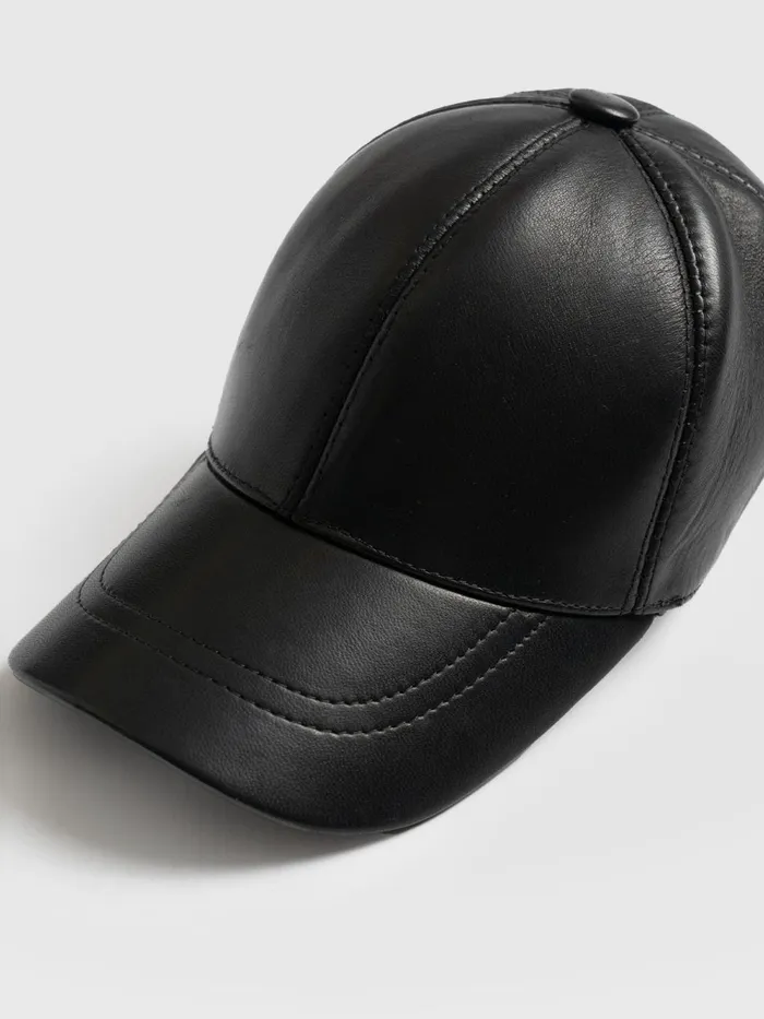 Saint And Sofia Scarves and Hats Women Avalon Leather Baseball Cap 8211 Black Black