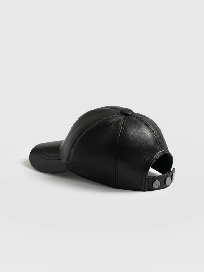 Saint And Sofia Scarves and Hats Women Avalon Leather Baseball Cap 8211 Black Black