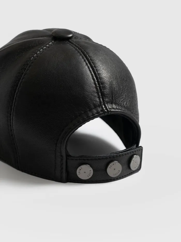 Saint And Sofia Scarves and Hats Women Avalon Leather Baseball Cap 8211 Black Black