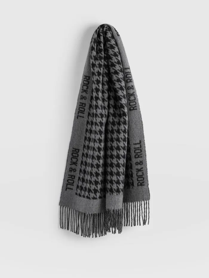 Saint And Sofia Scarves and Hats Women Rock Houndstooth Scarf 8211 BlackGrey Blackgrey