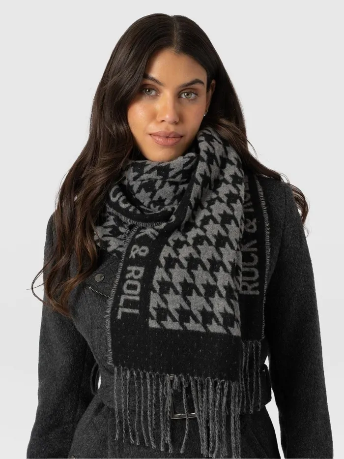 Saint And Sofia Scarves and Hats Women Rock Houndstooth Scarf 8211 BlackGrey Blackgrey